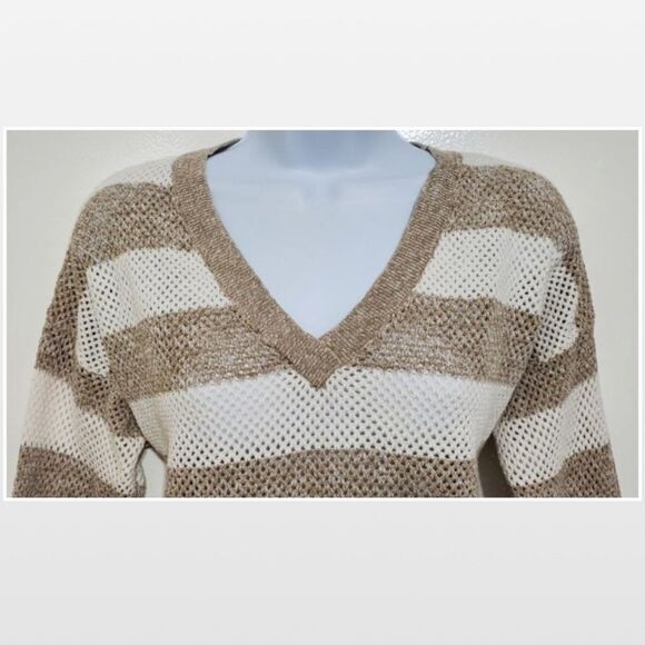 Jones New York XL Tan Striped Knit Sweater - Picture 3 of 16